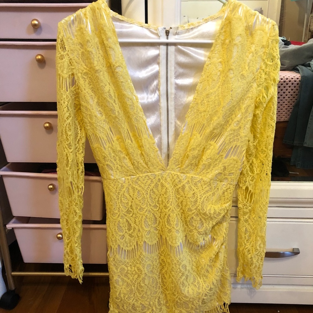 Yellow lace dress